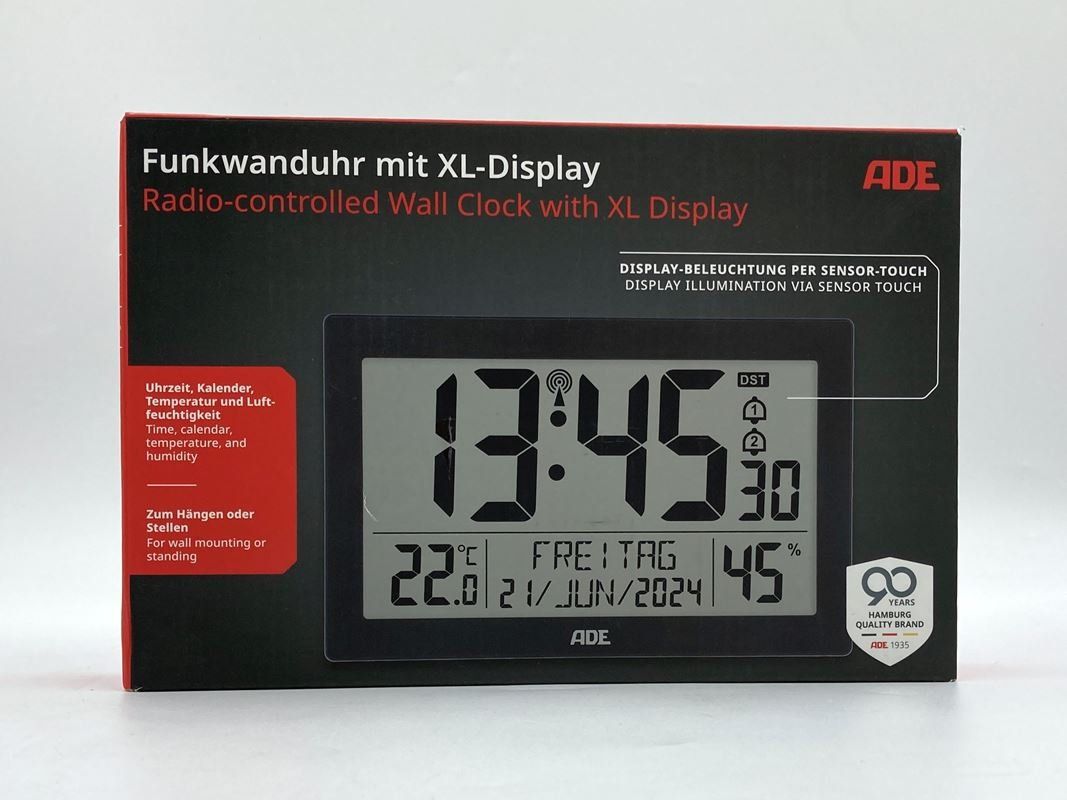 Orologi: ADE | Funkwanduhr XL-Display | Schwarz – Usato da Wittenbach venduto da Restwert_St-Gallen