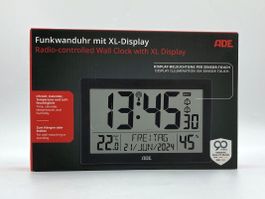 ADE | Funkwanduhr XL-Display | Schwarz