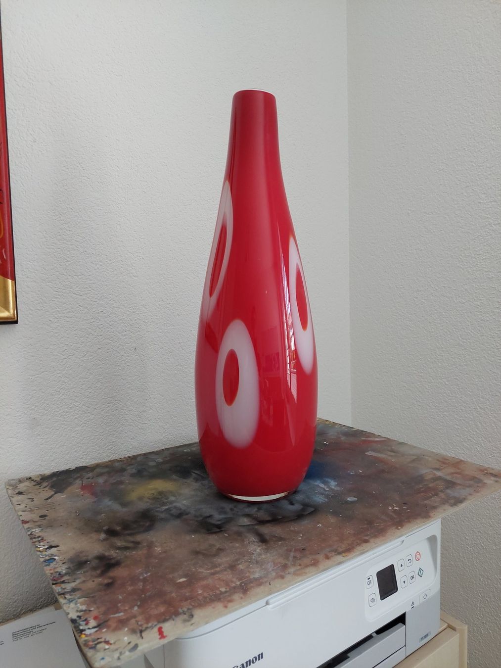 Murano Vasi & Recipienti: Grosse rote Muranovase mit Ringmuster, 70er – Usato da Subingen venduto da K7passt_immer 1