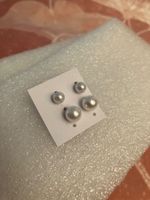 Elegante 2 Paar Ohrstecker Imitationsperle, weiss 5/7mm, neu