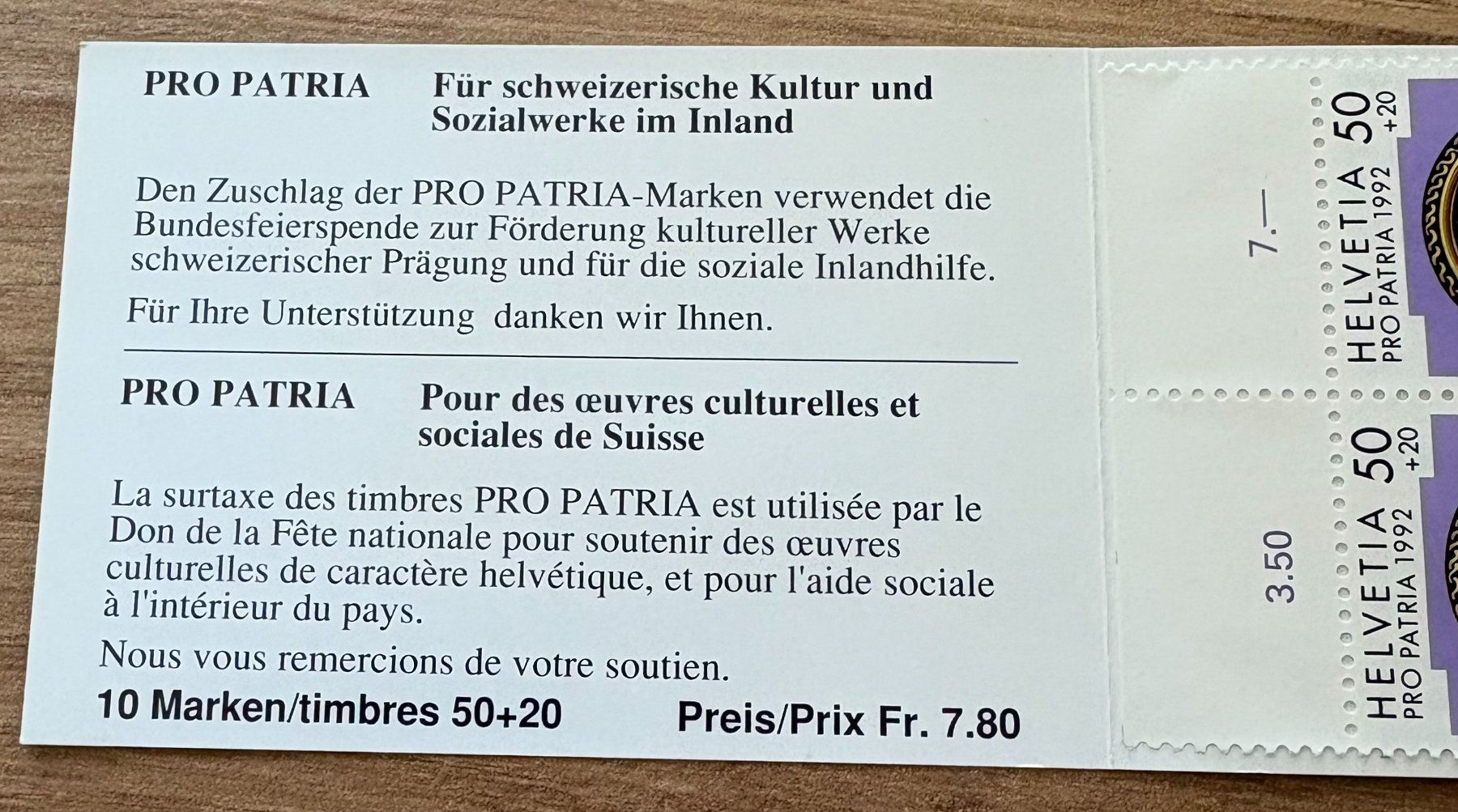 Tutti i francobolli: PRO PATRIA 1992 – Usato da Ostermundigen venduto da Heavenmaus75 2