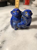 Vintage Lapislazuli Figur 2Affenpaar, Handarbeit, H6.5cm