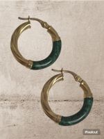 Elegante Gold Creolen 750 mit Email-Akzenten - Hingucker!💚