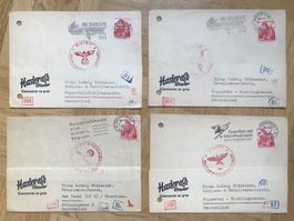 1943/44, 4 Karten Hasler & Co. Winterthur nach Deutschland