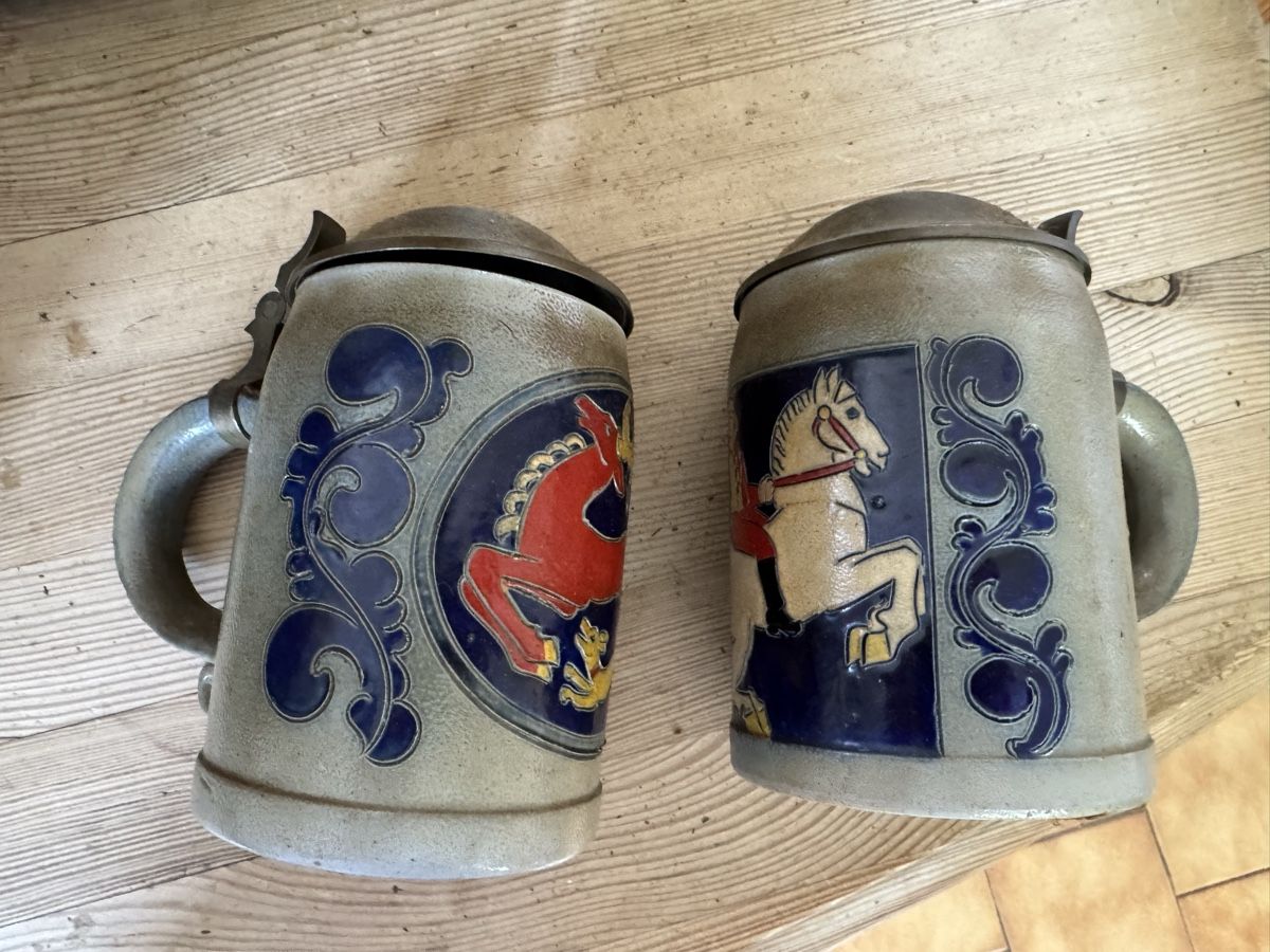 Bicchieri: 2 Chopes à bière ancienne avec couvercle – Usato da Veyrier venduto da kimedovapa 1