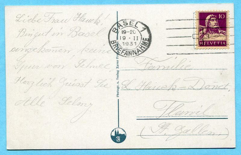 Cartoline postali: Basel 1931 - Grossmarkthalle – Usato da Opfikon venduto da cleocat-vb 1