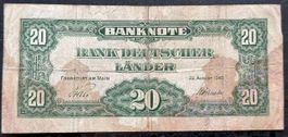 Seltene 20 DM Banknote, Bank Deutscher Länder, 1949
