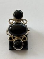 Silberring Onyx 3-Steine  925 