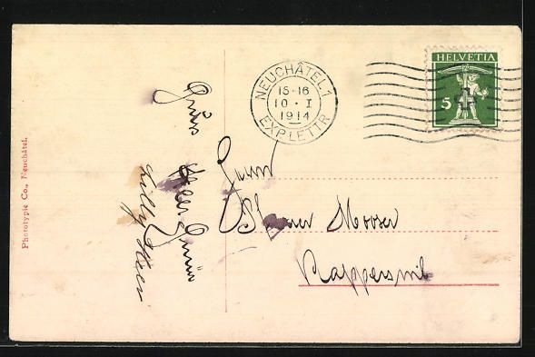 Cartoline postali: AK Neuchâtel, Ecole du Commerce, 1914 – Usato da Berlin venduto da bartko-reher 1