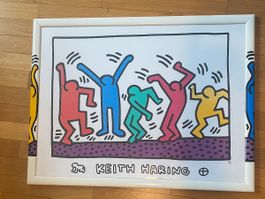 Plakat Keith Haring 1991 mit bemaltem Rahmen