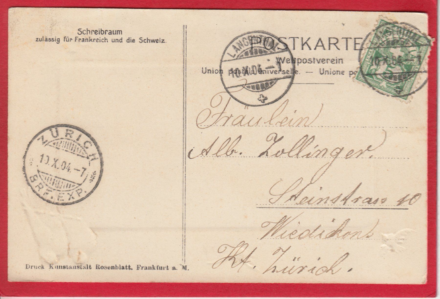 Cartoline postali: AK LANGENTHAL PRÄGE-LITHO – Usato da Grüningen venduto da Kartensammler 1