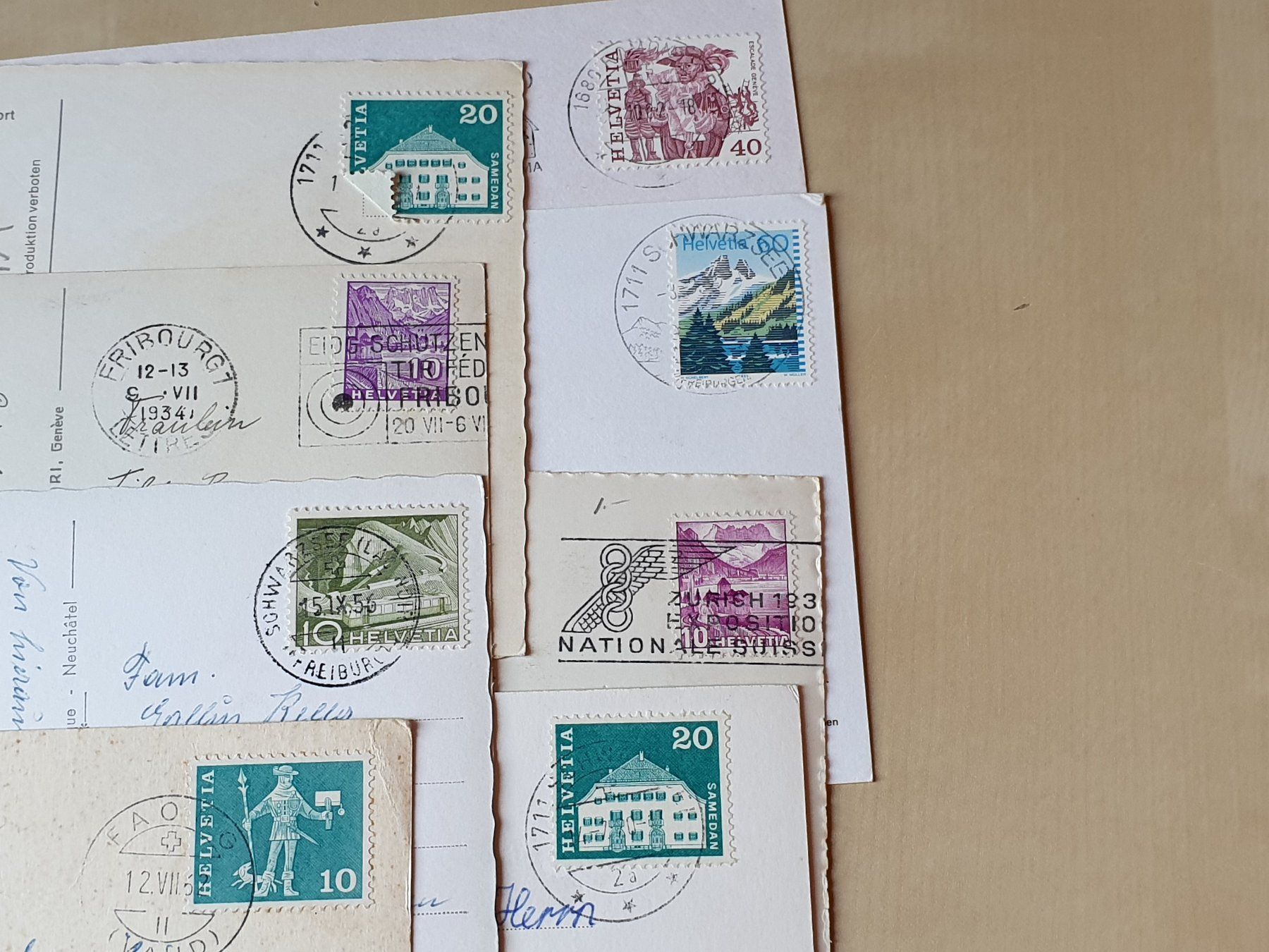 Cartoline postali: 13 x Karten Fribourg ab 1934 – Usato da Stansstad venduto da collectorsshop 7