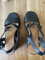 Sandale Geox schwarz Keilabsatz Leder Grösse 39 Damen