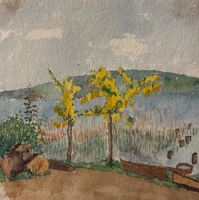 Aquarell, See-Landschaft, monogrammiert