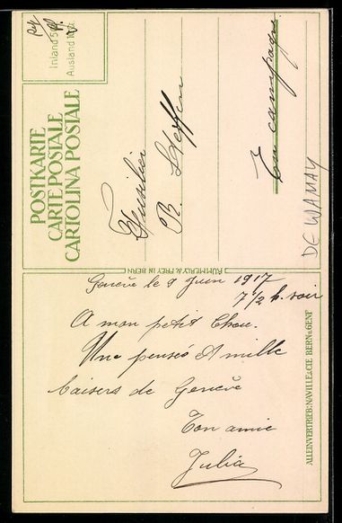 Foto, Lettere & Cartoline: sign. W. von May: ein schweizer Artiller – Usato da Berlin venduto da bartko-reher 1