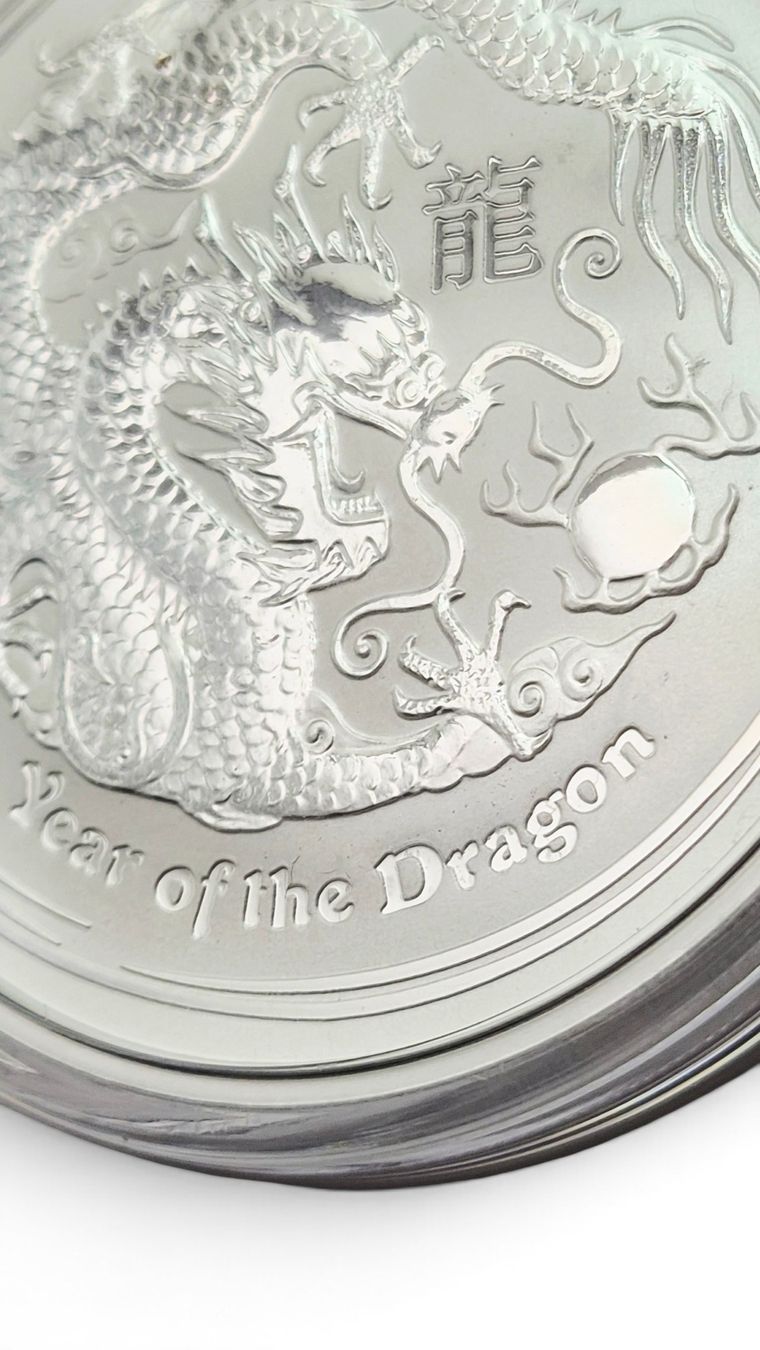 Tutti le monete: 2 oz Silber Lunar II Drache 2012 - Perth Mint - Stempelglanz – Nuovo e nell'imballaggio originale da Clarens venduto da Rimany 2