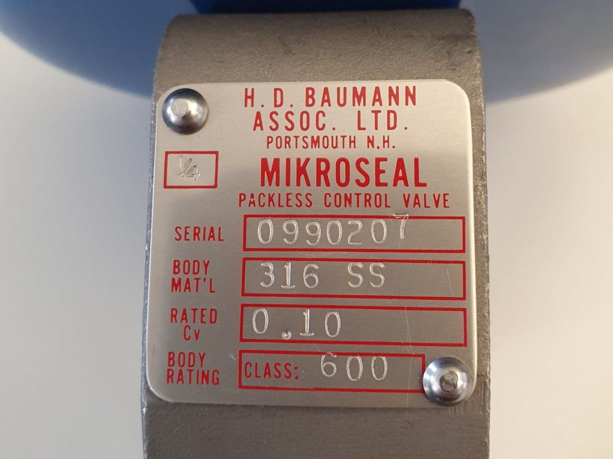 Libri: Baumann 81000 Mikroseal Regelventil. – Nuovo (secondo la descrizione) da Rothrist venduto da Witronic 2