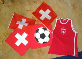 Sitzkissen, Fahnen, Shirt: Fan-Set Schweiz