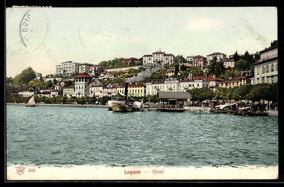 Cartoline postali: AK Lugano, Quai – Usato da Berlin venduto da bartko-reher