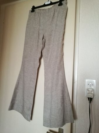 Schlaghose für Damen beige aus Leinen