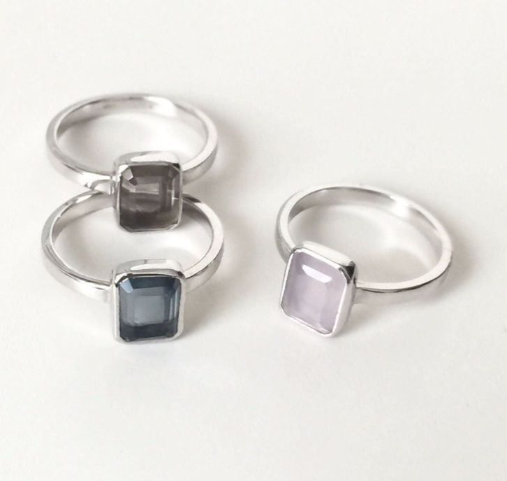Anelli: Ring blau eckig 925 Silber rechteckig Klassiker Stapelring54 – Nuovo (secondo la descrizione) da Zürich venduto da goldfisch.schmuck 3