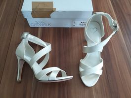 Brautshuhe perlweiss / Chaussures mariage blanc-crème, tg 38