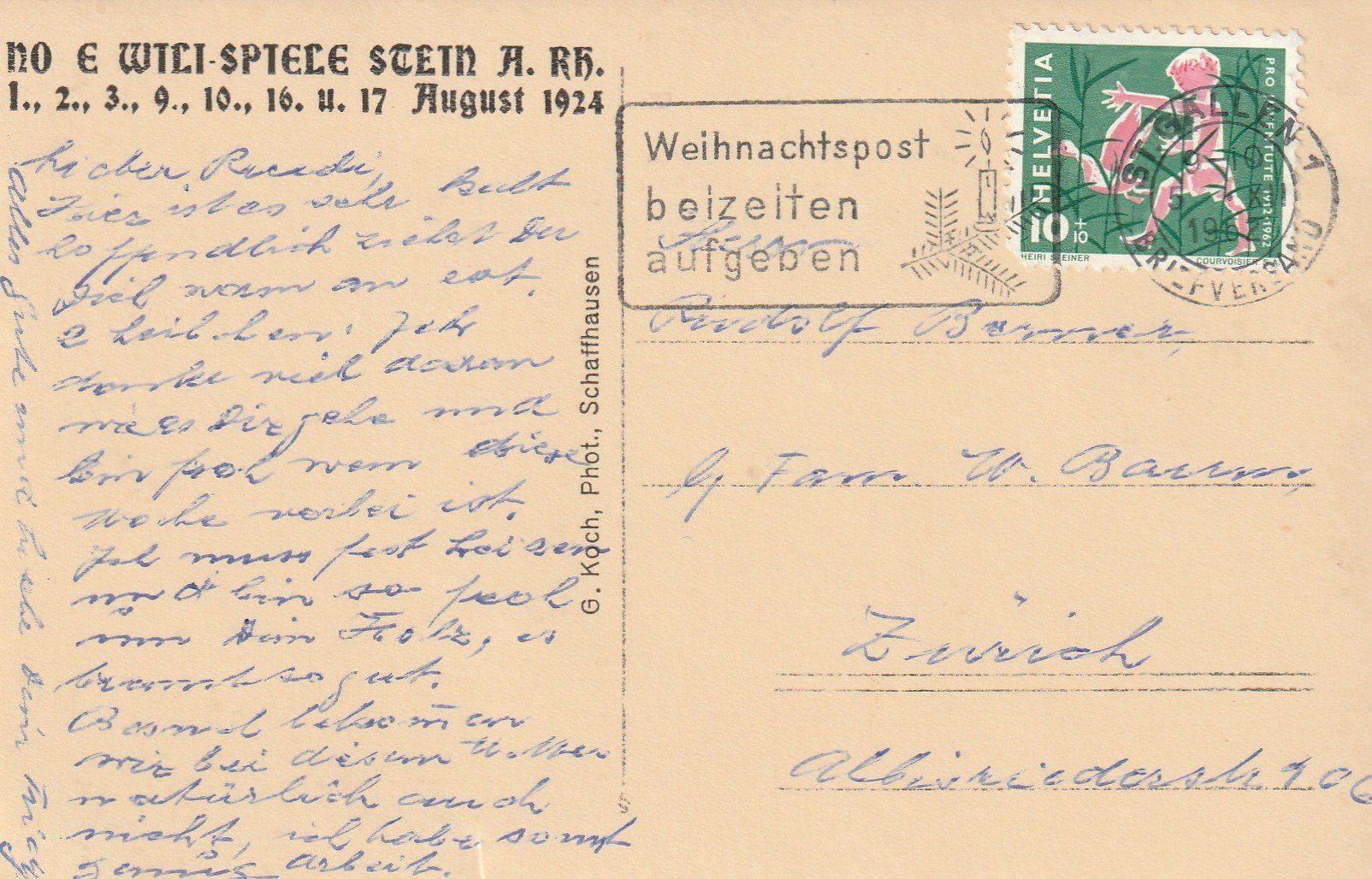 Cartoline postali: Stein Festspiele 1924 – Usato da Rorschacherberg venduto da fratovi2 1