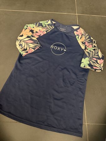 Roxy Girl Badeshirt blau mit Blumenmuster Grösse 12/L