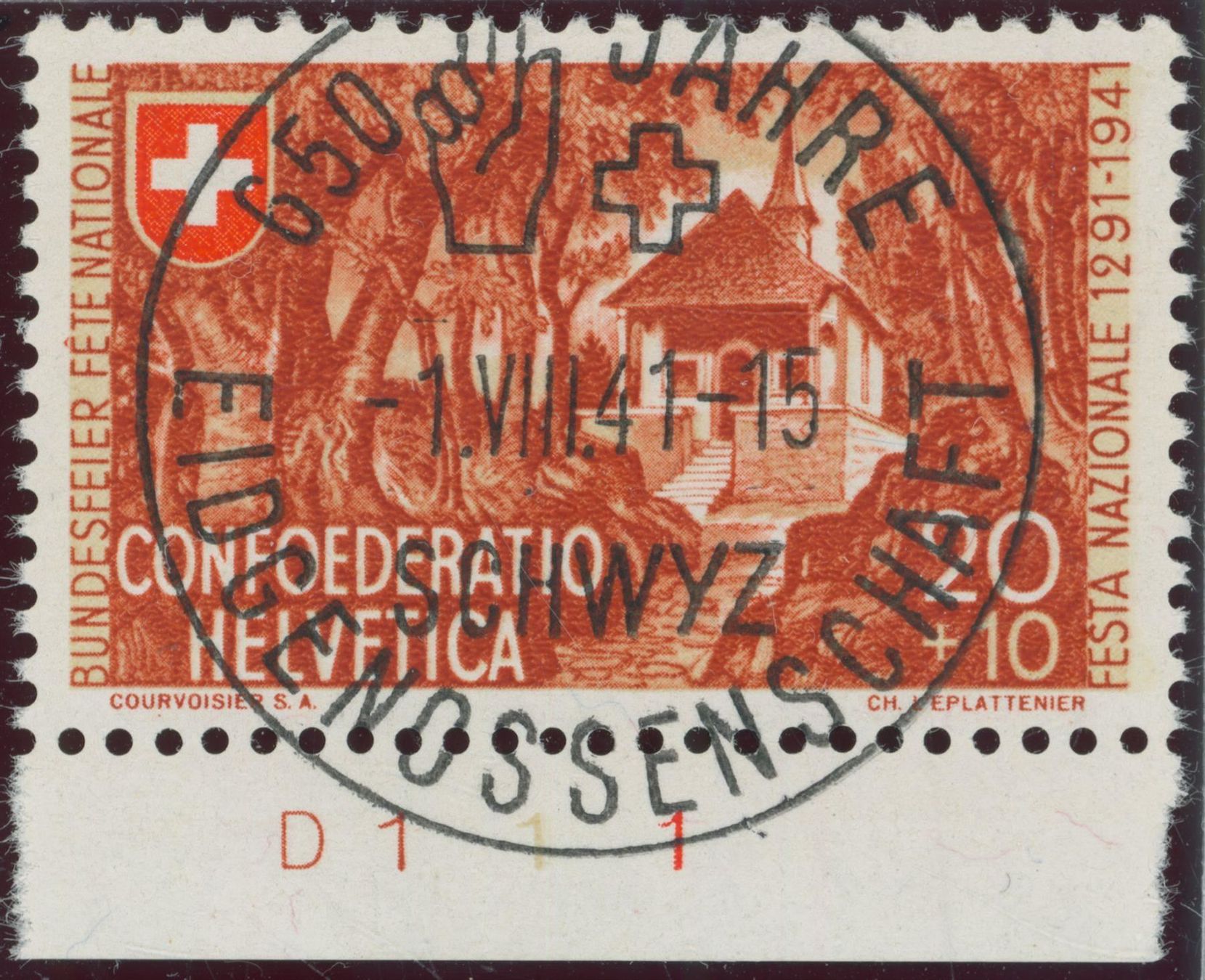 Tutti i francobolli: 1941 - Pro Patria - Voll Stempel - 14c – Usato da Schindellegi venduto da leecollect
