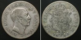 HANNOVER Taler 1841 S, ERNST AUGUST, Silber ss+