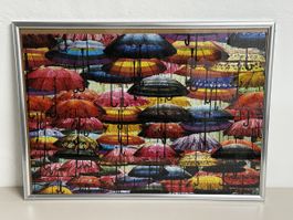 Gerahmtes Puzzle bunte Regenschirme (73x53cm) Aluminium 🖼️