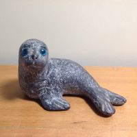 Eskimo Art Skulptur signiert - art inuit - Phoque  Al Wolf