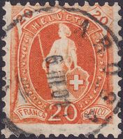 Stehende Helvetia: 66D von AROSA (GR): 6.MÄRZ.1901
