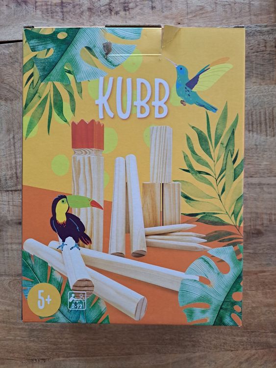 Kubb Spiel Aus Gummibaum  Deutsche Kubb Bund-Gre XL, 7,8 Kg  Mit  Rucksack & 6 Markierungsstben