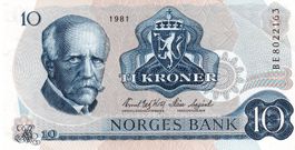 Banknote Norwegen 10 Kroner 1981