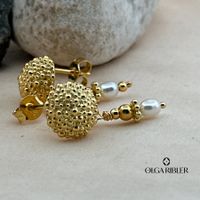 Ohrstecker mit Perlen, Silber rgelbvergoldet