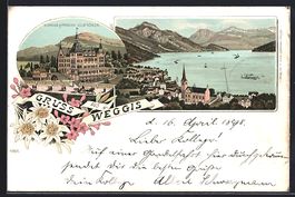 Litho Weggis, Kurhaus und Pension Villa 
