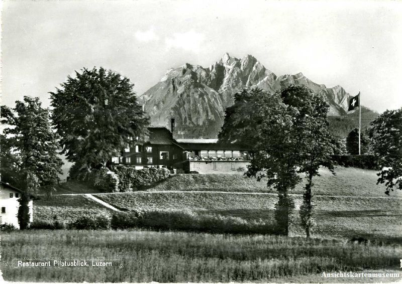 Cartoline postali: Luzern - Restaurant Pilatusblick + c1955 – Usato da Emmenbrücke venduto da teestube