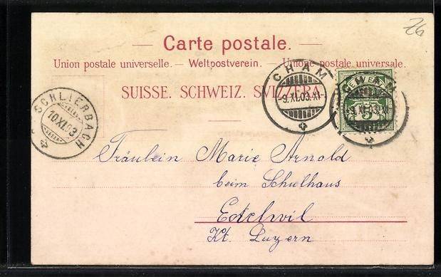 Cartoline postali: Litho Cham, Ansichten vom Töchterinstit – Usato da Berlin venduto da bartko-reher 1