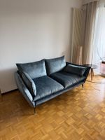 Sofa blau Samt 2-Sitzer guter Zustand