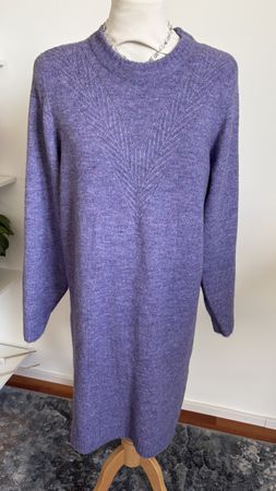 Langer Strickpullover Pulloverkleid Lila L 42
