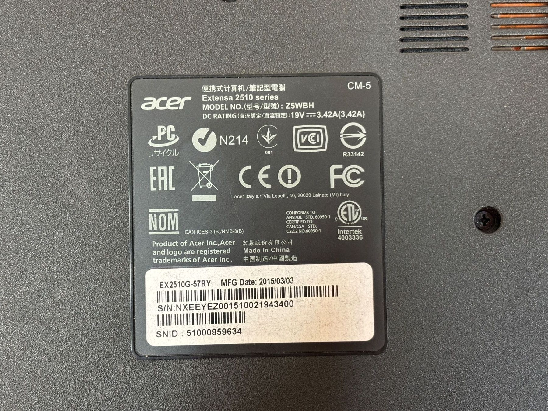 Acer Notebooks: Notebook 15.6" Acer Extensa 2510, Intel Core i5, DEFEKT – Defekt aus Lachen SZ von alcom-electronics 7