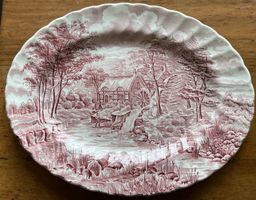 Alfred Meakin The Mill Servierplatte oval, red Staffordshire