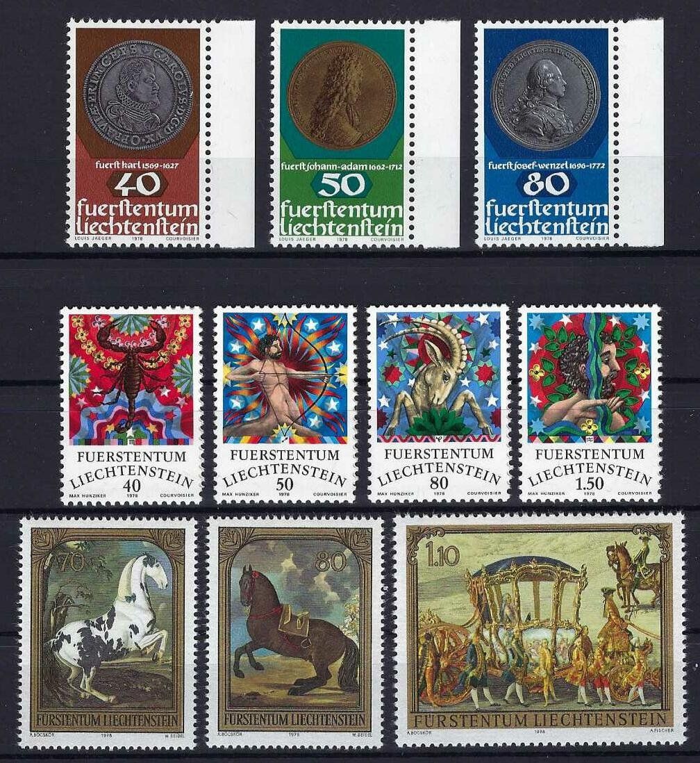 Alle Briefmarken: Lichtenstein 1978 saubere und gute Serien postfrisch – Gebraucht aus Hitzkirch von walti1959
