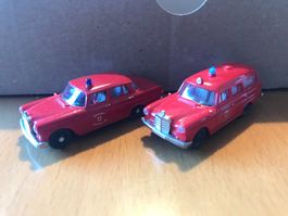 2x Brekina Mercedes Feuerwehr