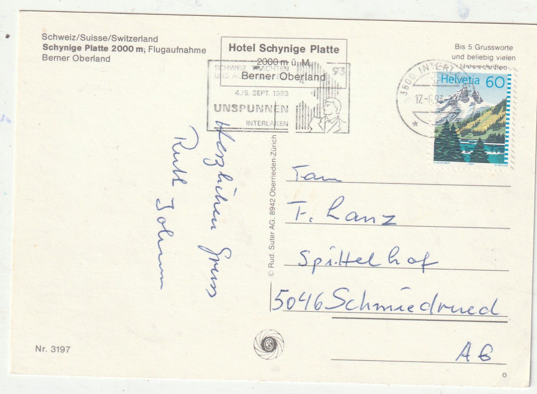 Cartes postales: Schyniger Platte – D'occasion à Lumbrein par made02 1