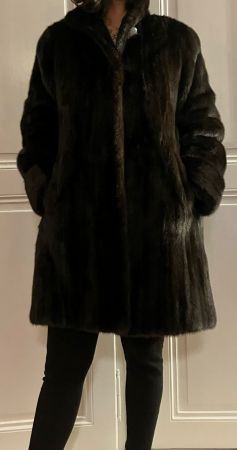 Manteau de fourrure de vison noir hiver chaud