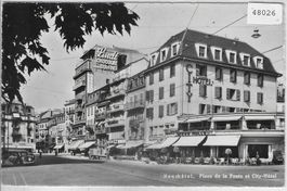 Neuchatel - Place de la Poste et City-Hotel - Lindt Chocolat