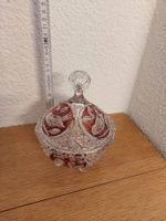 WUNDERSCHÖNE KRISTALL + ROT GEMALT SCHALE ZWEITEILIG, NEU!