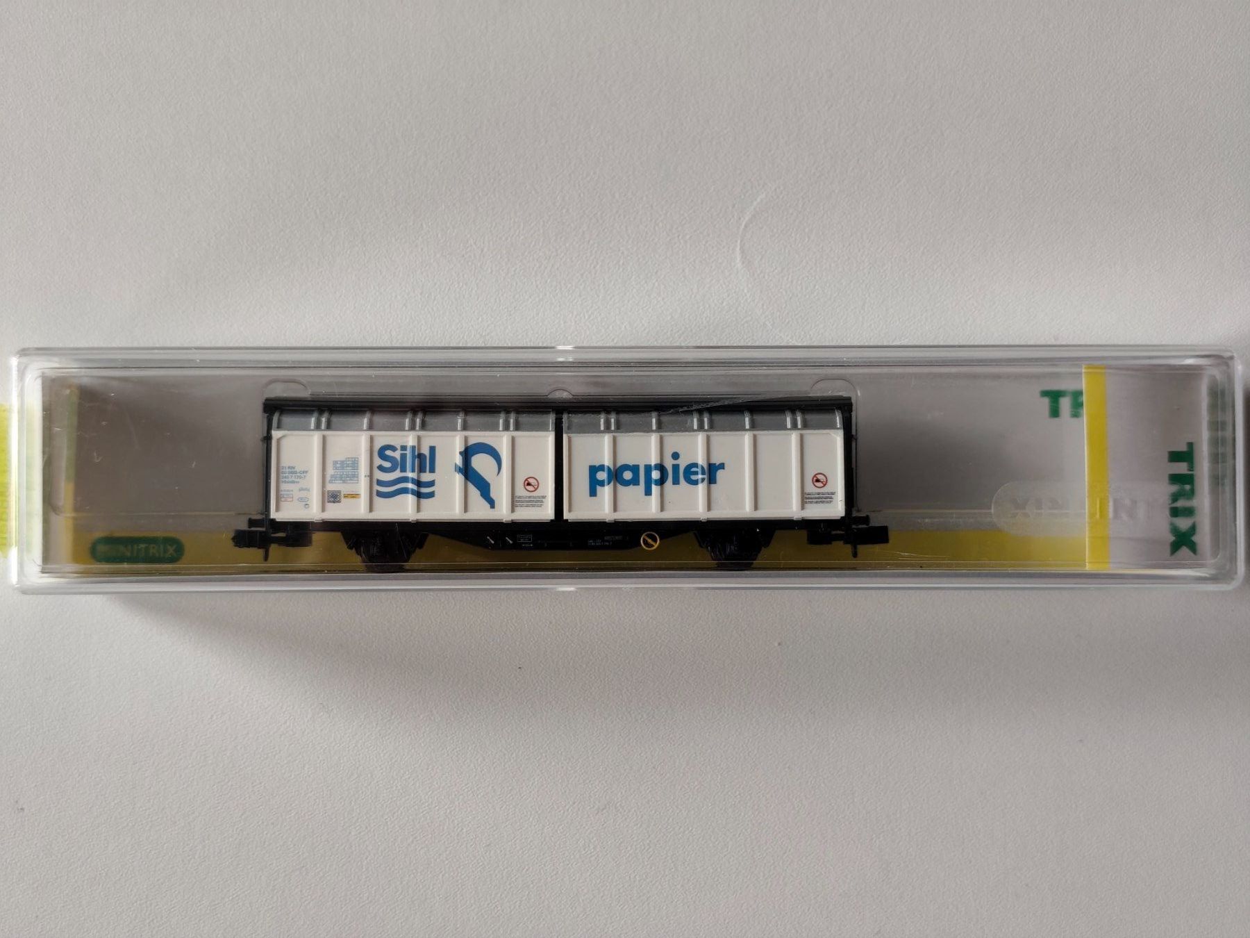 Trix Modellini di ferrovie: Schiebewandwagen "Sihl Papier" der SBB von Minitrix N – Nuovo e nell'imballaggio originale da La Chaux-de-Fonds venduto da Sekado